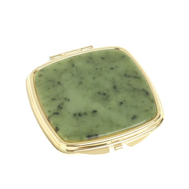 Зеркальце карманное складное из нефрита цвет золото фото 1 — 