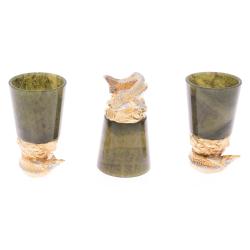 Стопки перевертыши &quot;Осетры&quot; 3 шт камень нефрит бронза Златоуст — 