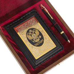 Подарочный набор &quot;Документы&quot; обложка для паспорта и ручка Parker — 