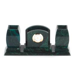 Офисный письменный набор с часами змеевик — 