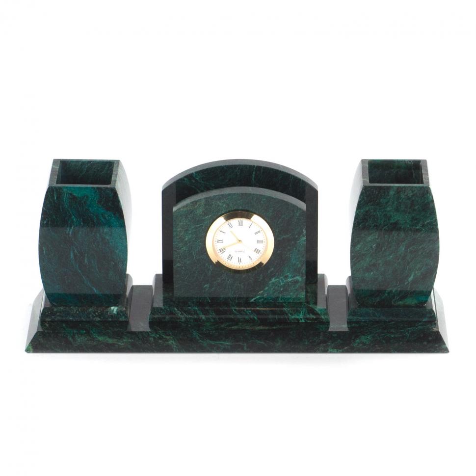 Офисный письменный набор с часами змеевик фото 1 — 