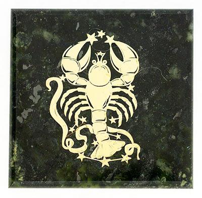 Магнит знак зодиака "Рак" камень змеевик фото 1 — 