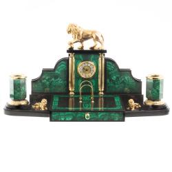 Письменный набор &quot;Лев с шаром&quot; камень малахит — 