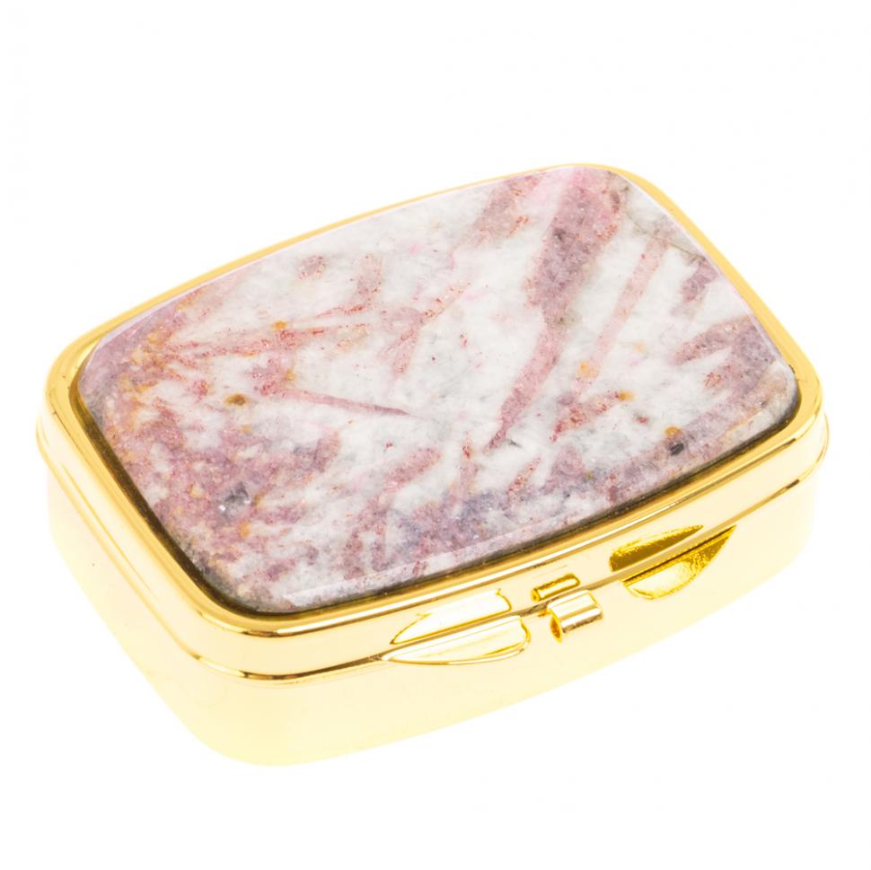 Таблетница на 2 отделения камень турмалин цвет золото фото 1 — 