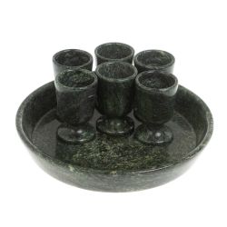 Водочный набор из змеевика 6 рюмок на подносе — 