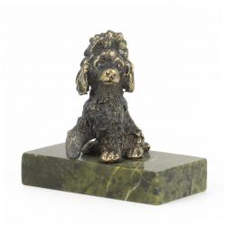 Бронзовая фигурка &quot;Пудель&quot; на подставке из змеевика — 
