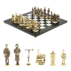 Шахматы сувенирные &quot;Железнодорожники&quot; бронза мрамор 40х40 см — 
