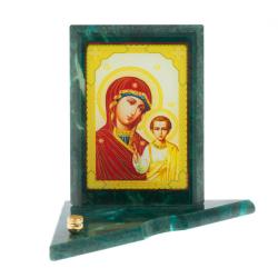 Икона с подсвечником Казанская средняя из змеевика 12х12х13 см — 
