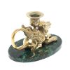 Настольный подсвечник "Грифон" из бронзы и темно-зеленого змеевика фото 3 — 