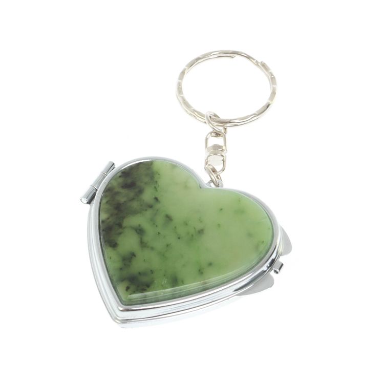 Складное зеркало брелок из нефрита сердце фото 1 — 