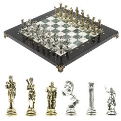Шахматы подарочные &quot;Посейдон&quot; 32х32 см из змеевика и мрамора — 