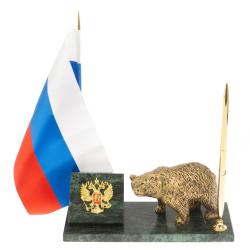 Флагшток с ручкой &quot;Медведь&quot; из змеевика — 