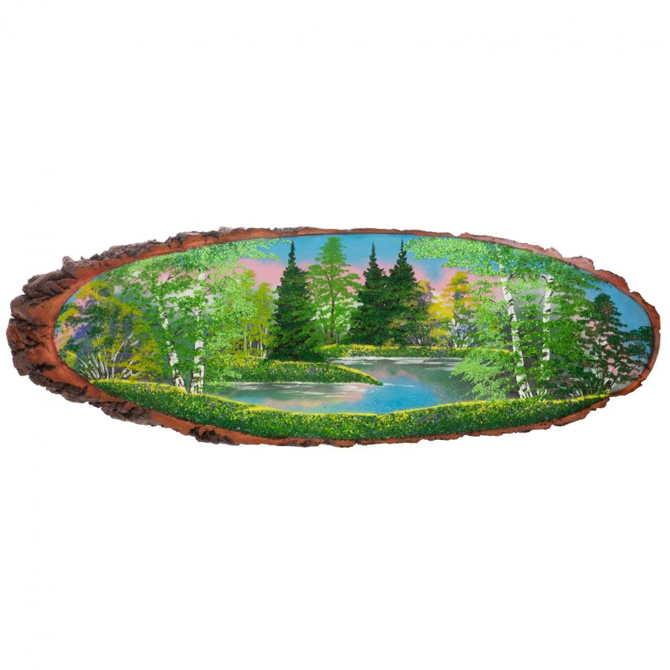 Панно на срезе дерева "Лето" горизонтальное 110-115 см каменная крошка фото 1 — 