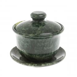 Гайвань из нефрита на блюдце 8,5х8,5х8 см — 