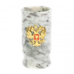 Карандашница &quot;Герб РФ&quot; из мрамора 6х6х11,5 см — 