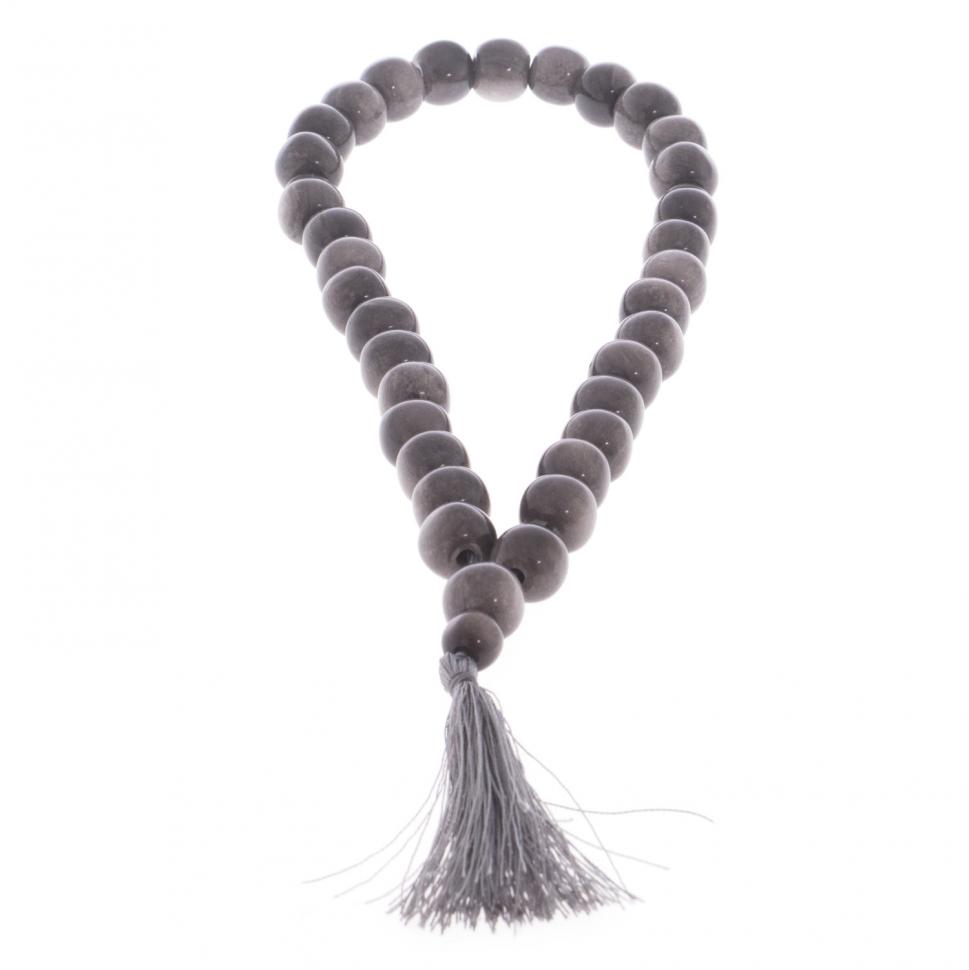 Четки из серого обсидиана 33 бусины круглые фото 1 — 
