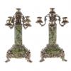 Канделябры "Барокко" бронза патина камень змеевик 5 свечей пара фото 1 — 