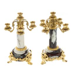 Бронзовые канделябры &quot;Барокко&quot; камень мрамор 5 свечей пара — 