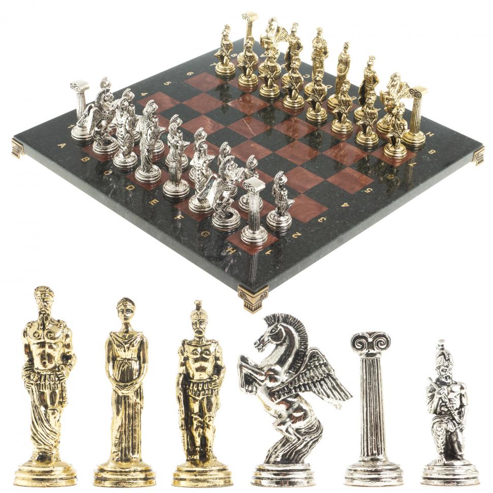 Шахматы "Восточные" доска 40х40 см лемезит змеевик фигуры металл фото 1 — 