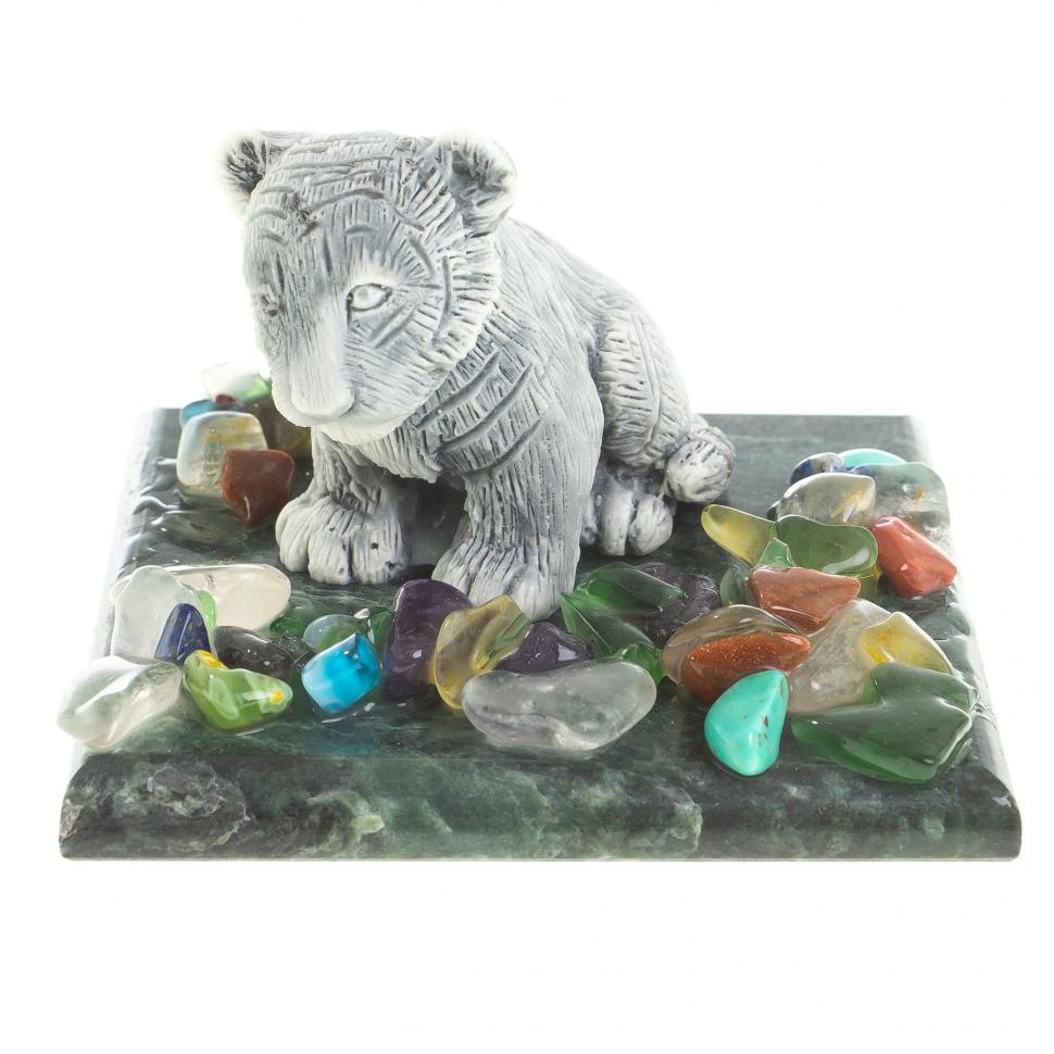 Сувенир фигурка "Тигрёнок" из змеевика и мрамолита 6х6х4 см фото 1 — 