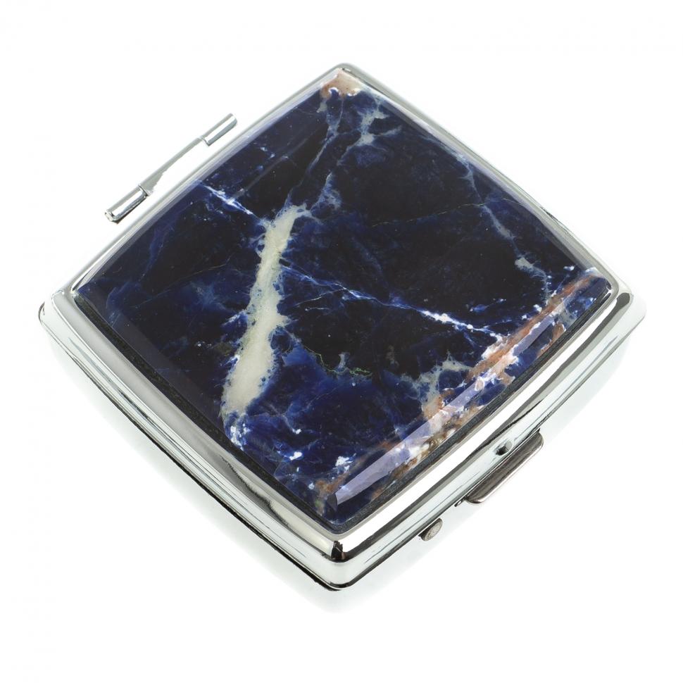 Таблетница на 2 отсека камень содалит цвет серебро фото 1 — 