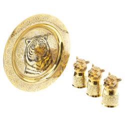 Подарочный набор &quot;Тигр&quot; тарелка и 3 стопки перевертыша Златоуст — 