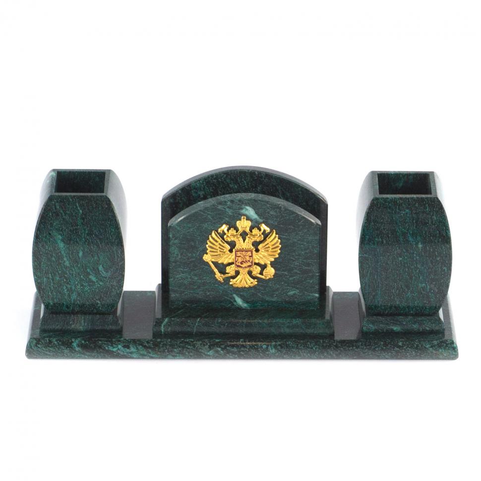 Офисный письменный набор с гербом РФ змеевик фото 1 — 