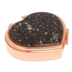 Таблетница &quot;Сердце&quot; на 3 отделения камень мусковит, цвет красное золото — 