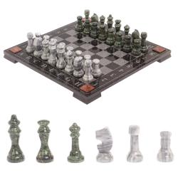 Шахматы с гравировкой &quot;Турнирные&quot; доска 36х36 см серый мрамор змеевик — 