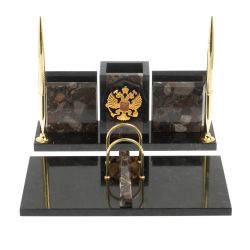 Настольный набор &quot;Офисный&quot; с гербом РФ из конгломерата — 