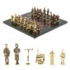 Шахматы из бронзы "Железнодорожники" доска 40х40 см, камень лемезит фото 1 — 