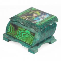 Шкатулка Хозяйка медной горы с иллюстрацией под малахит н1 13х10х7,5 см — 