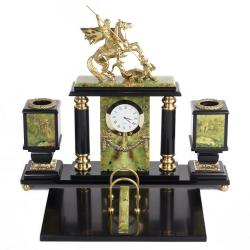 Настольный набор &quot;Георгий Победоносец&quot; из офиокальцита — 