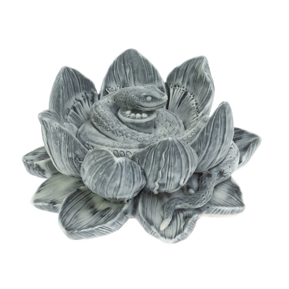 Статуэтка "Змейка в цветке лотоса" из мраморной крошки фото 1 — 
