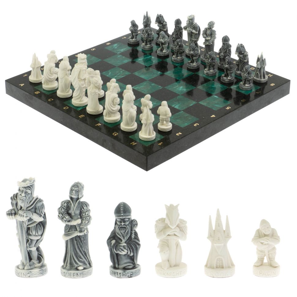 Шахматы "Средневековье" шабровский змеевик 40х40 см фото 1 — 