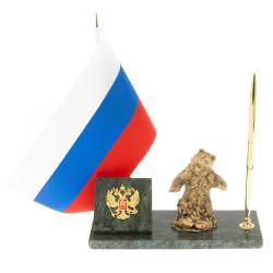 Флагшток с ручкой &quot;Медведь рычащий&quot; из змеевика — 