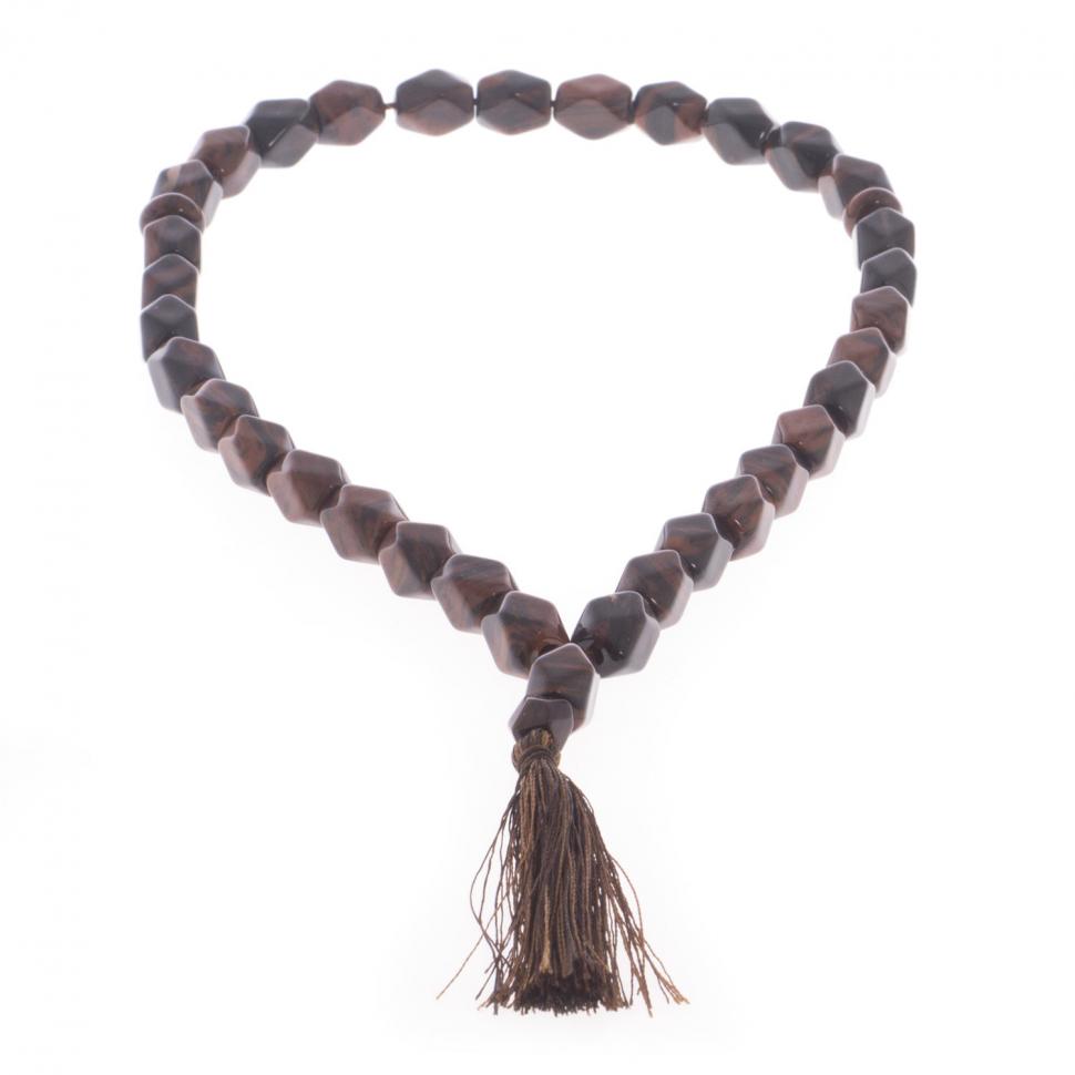 Четки из коричневого обсидиана 33 бусины грань фото 1 — 