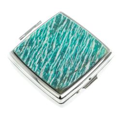 Таблетница на 2 отсека камень амазонит цвет серебро — 