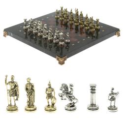 Шахматный набор &quot;Римляне&quot; доска 28х28 см змеевик, лемезит фигуры цвет золото-серебро — 