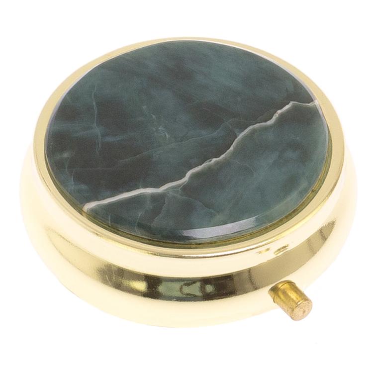 Таблетница на 3 отсека камень офит цвет золото фото 1 — 