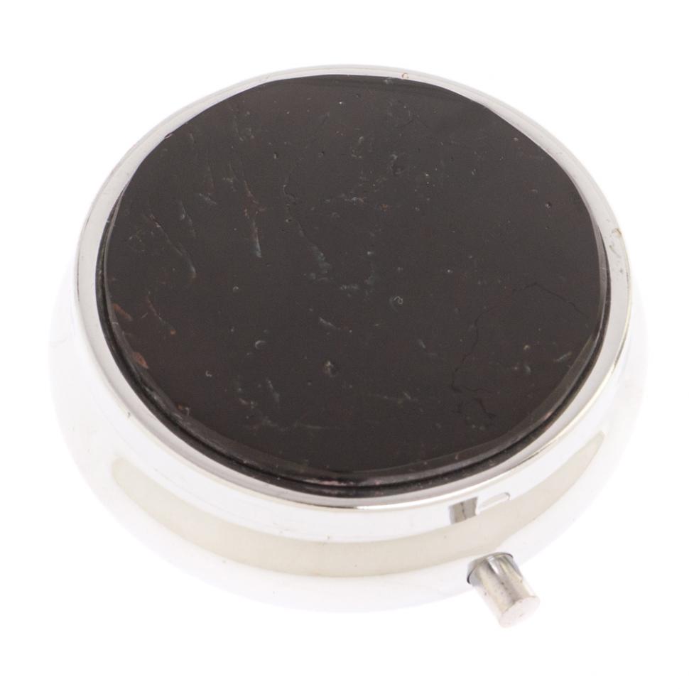 Таблетница на 3 отделения камень турмалин шерл цвет серебро фото 1 — 