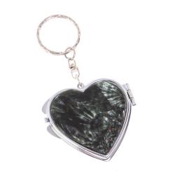 Складное зеркало брелок из серафинита сердце — 
