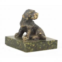 Статуэтка &quot;Собачка средняя №1&quot; из бронзы и змеевика — 