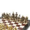 Шахматы "Железнодорожники" из мрамора и лемезита 40х40 см, фигуры бронза фото 3 — 