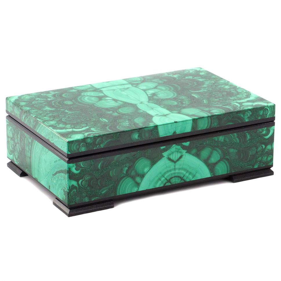 Малахитовая шкатулка "Классическая" 14х9х4,5 см фото 1 — 