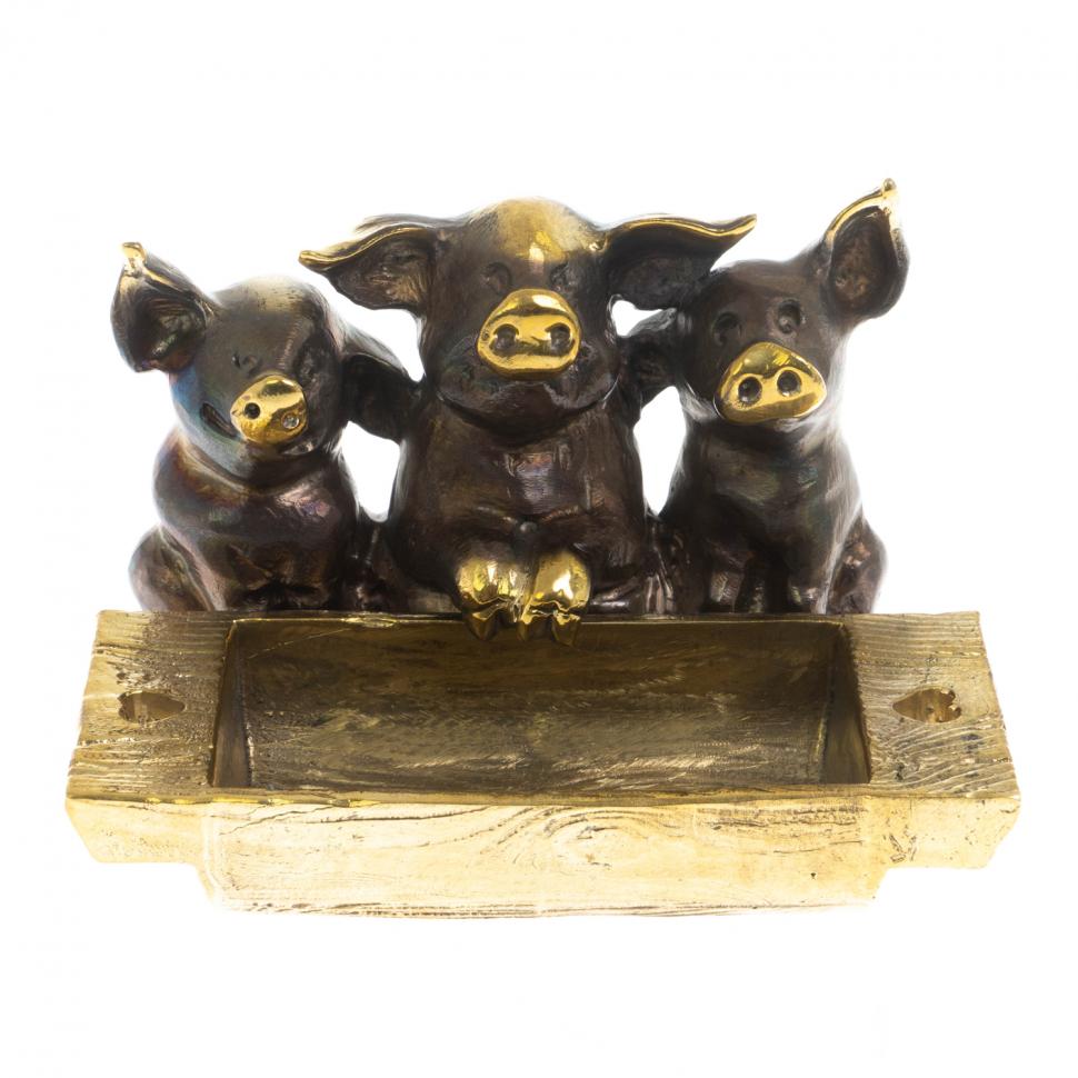 Пепельница "Три поросенка" из бронзы фото 1 — 