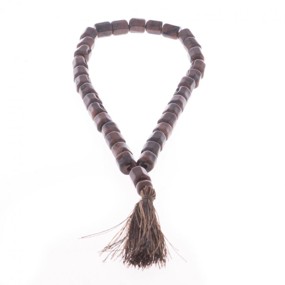 Четки из коричневого обсидиана 33 бусины цилиндр фото 1 — 