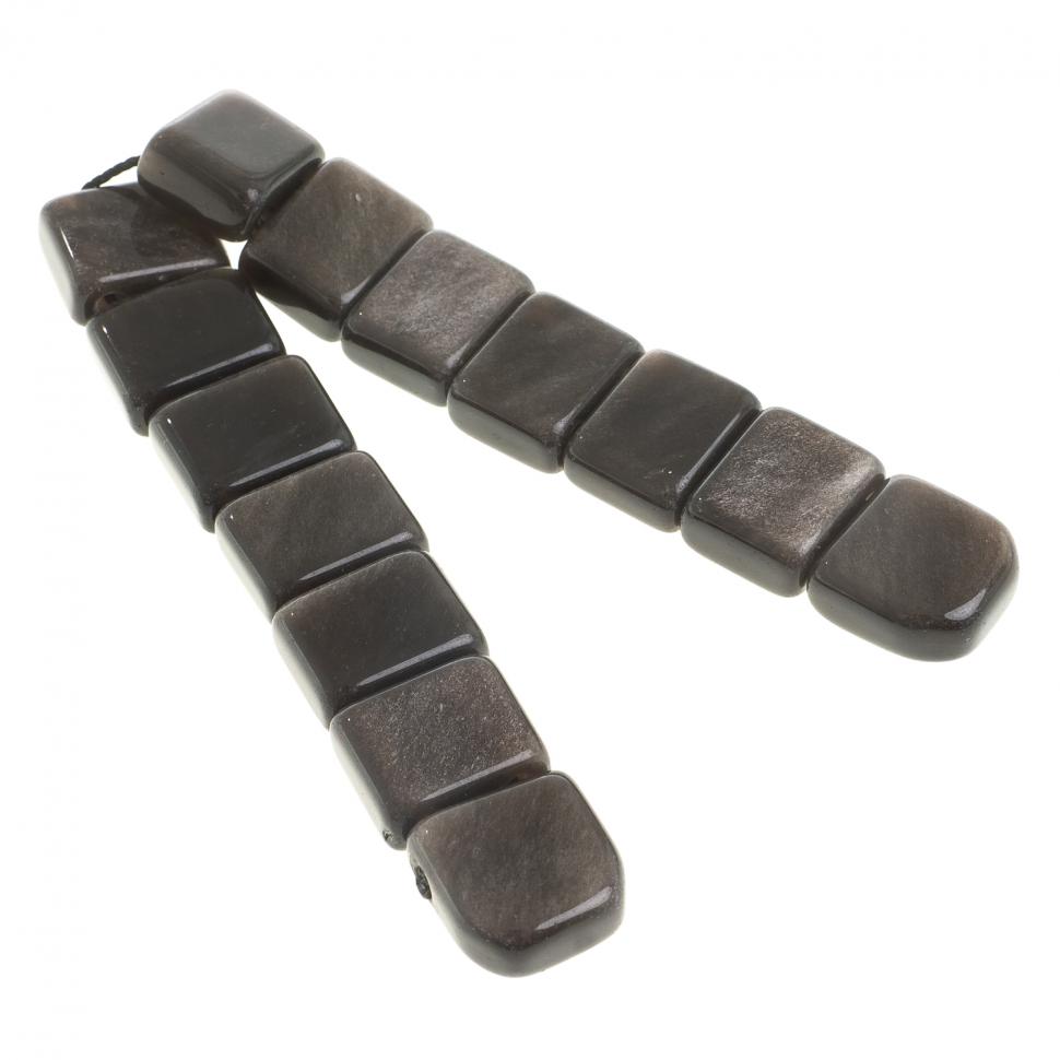 Четки перекидные 14 зерен из черного обсидиана с иризацией фото 1 — 