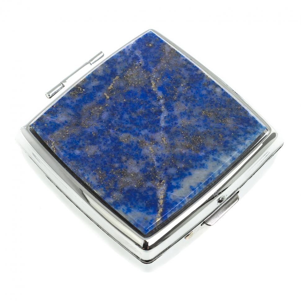 Таблетница на 2 отсека лазурит афганский цвет серебро фото 1 — 