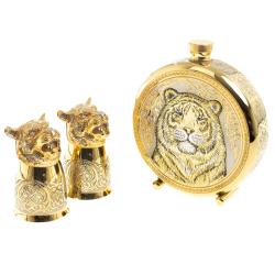 Подарочный набор &quot;Тигр&quot; фляжка и 2 стопки перевертыша Златоуст — 